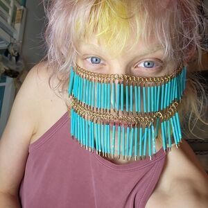 Vintage Y2K Belly Dance Festival  Fringe face chain